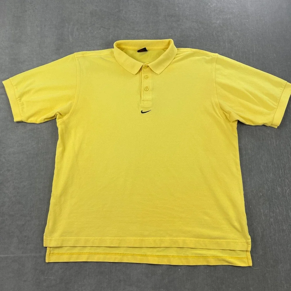 Nike Mens X-Large Yellow Polo Shirt Center‎ Swoosh